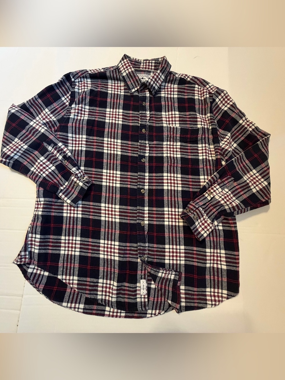 Cactus Man Men's L Blue/White/Red Plaid Cotton Flannel Button-Up Pockets Large